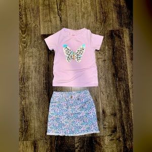 Cat & Jack Girl Floral Jean Skirt Outfit Bin 1